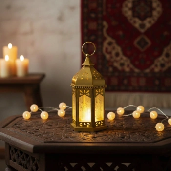 Ramazan Temalı Büyük Boy Altıgen Kubbe LED Lamba