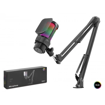 RGB Mikrofon Seti Boom Mikrofon Kolu Type-C 192kHz 24Bit Siyah M835B
