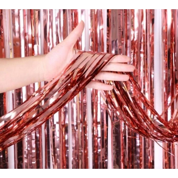 Rose Gold Püsküllü Kapı Perdesi - Parti, Bekarlığa Veda, Doğum Günü 1x2 m