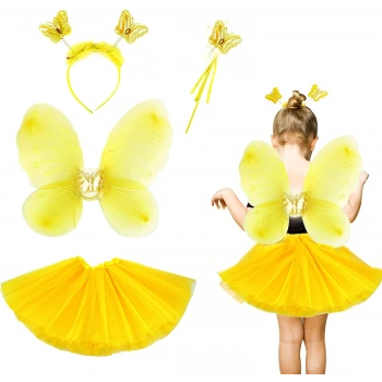Sarı Kelebek Kostümü Çocuk 4 Parça Set