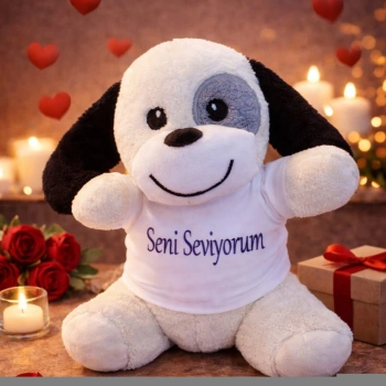 Seni Seviyorum Tişörtlü Sevimli Peluş Köpek