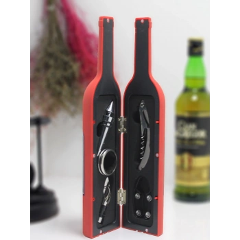 Şişe Tirbuşon Seti Büyük Kırmızı Alk2628