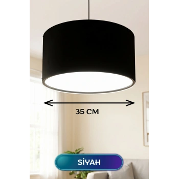 Siyah Kumaş Başlıklı Sarkıt Avize 35 CM