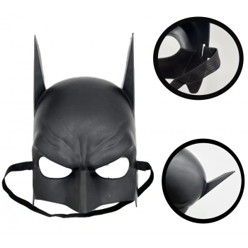 Siyah Renk Çocuk Boy Arkadan Lastikli Batman Maskesi 20x14 cm