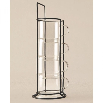 Standlı Borosilikat 4lü Fincan Seti