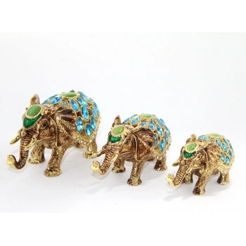 Swaroski Taşlı 3Lü Fil Figürü