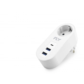 Topraklı Termal Akım Korumalı Priz Adaptörü 2 Usb 1 Type-c 3400-01