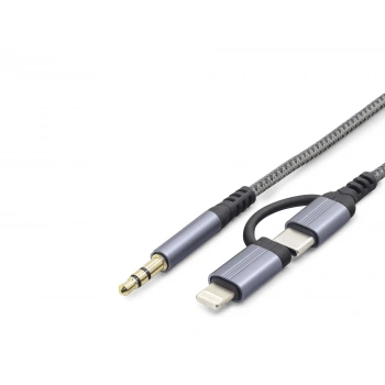 Type-C + Lightning To 3.5 Mm Ses Kablosu - Siyah GJ-027