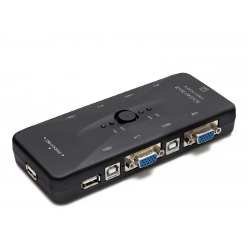 Vga Usb Kvm Swıtch 4 In 1 Out + 4 Port Usb Console - Sıyah HD230