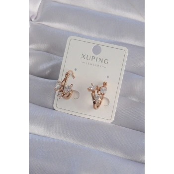 XUPİNG Rose Renk Zirkon Taşlı Halka Küpe TJ-BKP9358