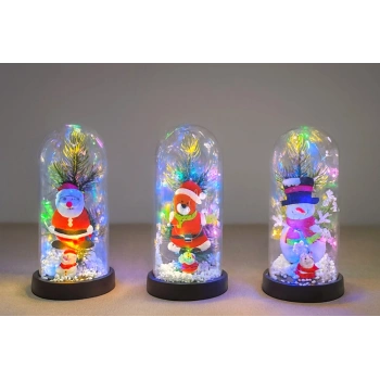 Yılbaşı Temalı Işıklı Dekoratif Cam Fanus - Model 8