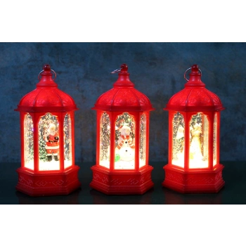 Yılbaşı Temalı Işıklı Kar Küresi Kırmızı Tasarım