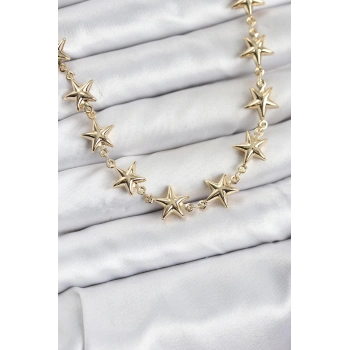 Yıldız Model Pirinç Gold Renk Kadın Kolye TJ-BKO10823