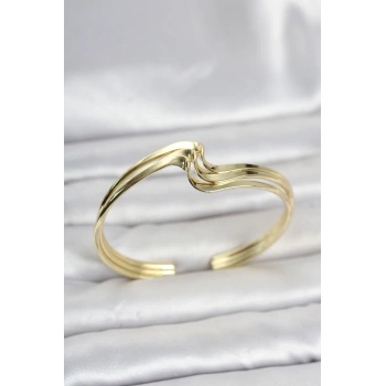 Zikzak Model Gold Renk Pirinç Kadın Bileklik TJ-BB8554