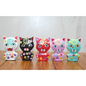 Ahşap 5Li Kedi Seti Polos:5