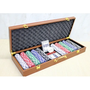 Deri Çantalı 500 Chip Ve 2 Adet İskambil Kağitına Sahip Poker Oyunu Alk4231
