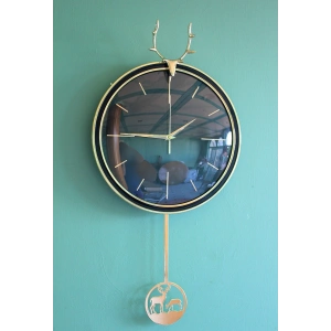 Geyikli Sarkaçlı Duvar Saati Alk1583