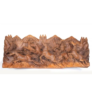 Maun Ağacı El Oyması At Tasarımı Pano 4Ratnı-5