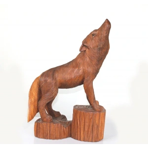 Maun Ağacı El Oyması Kurt Figürü 4Ratnı-17