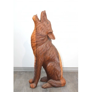 Maun Ağacı El Oyması Uluyan Kurt Figürü 4Ratnı-35