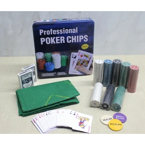 Metal Kutulu 400 Chip Ve 2 Adet İskambil  Kağit Setine Sahip Poker Oyunu Alk3538