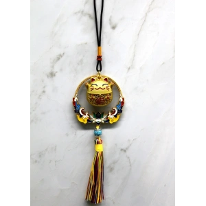 Renkli Püsküllü Şans Kedisi Feng Shui Askılık Alk4452