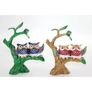 Swaroski Taşlı Dal Üstünde 2Li Baykuş Alk1928