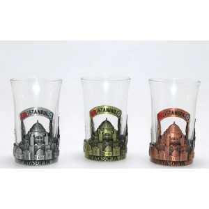 Tekli Metal Cam Bardaklı Shot Bardak  2Alk109