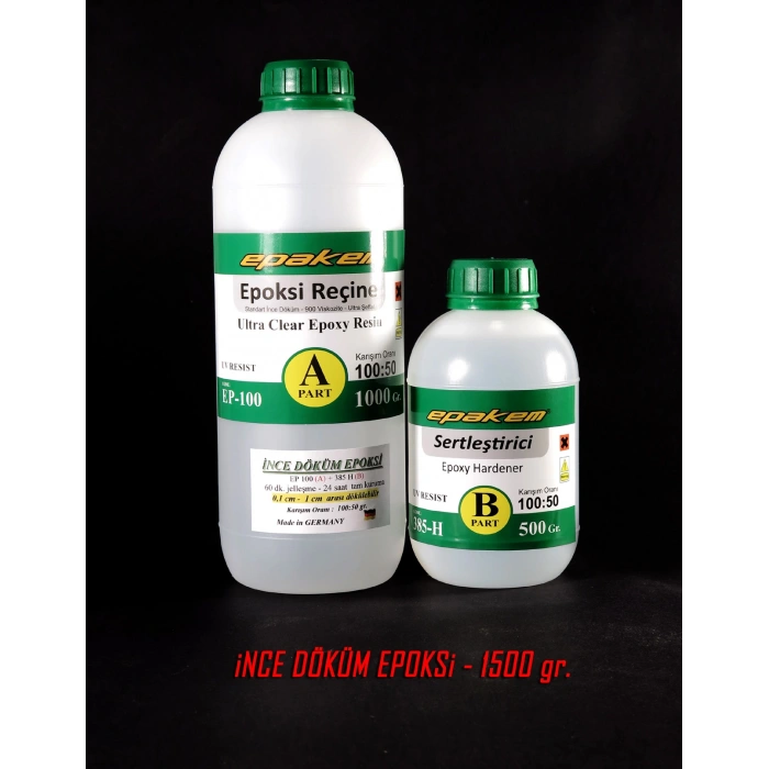 EP 100 ULTRA ŞEFFAF İNCE DÖKÜM EPOKSİ -1500 GR SET