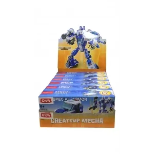 ROBOTA DÖNÜŞEBİLEN POLİS ARAÇLARI BLOKLAR 6LI STANT*144