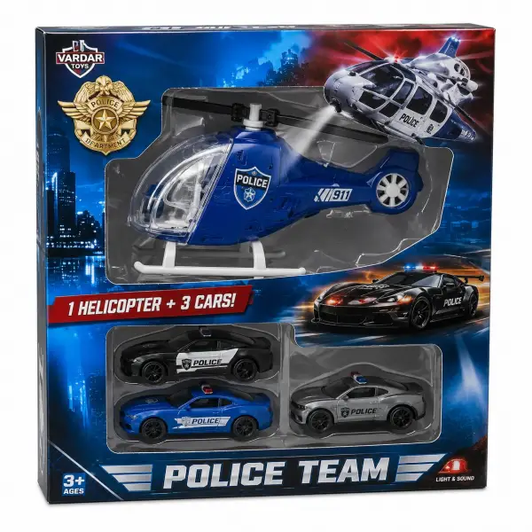 POLİCE TEAM HELİKOPTERLİ ARABA SETİ *30