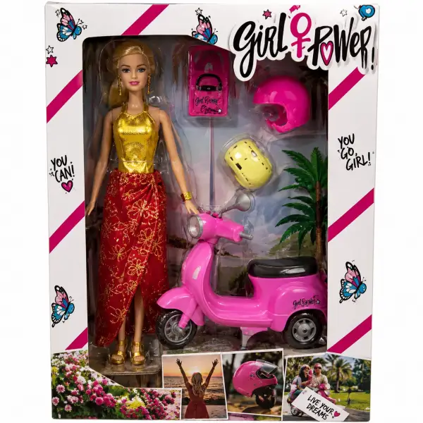 MOTORSİKLETLi GİRL POWER BARBİE BEBEK KUTULU*48