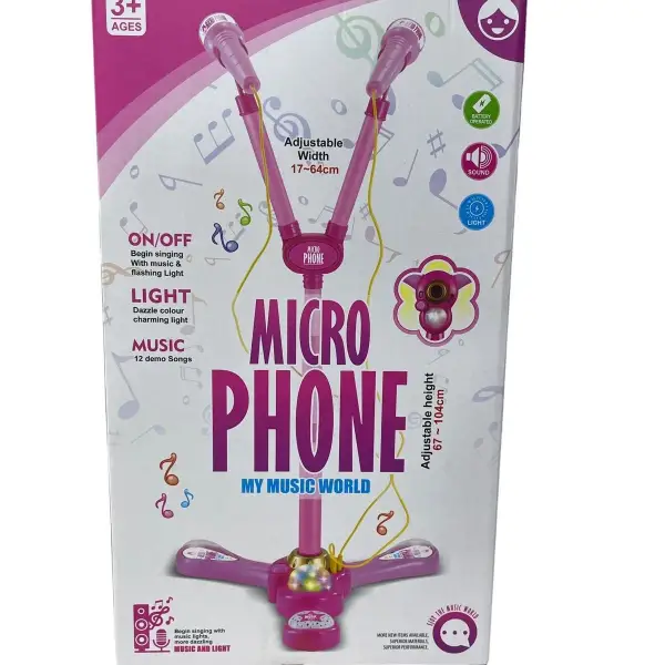 KUTULU AYAKLI MÜZİKLİ PEMBE MİKROFON*24