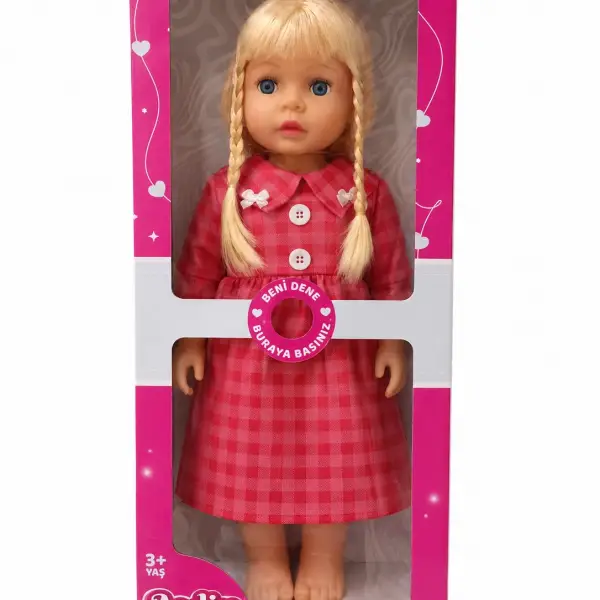GERÇEK YÜZLÜ ÖRGÜ SAÇLI 58 CM AYLİN ET BEBEK