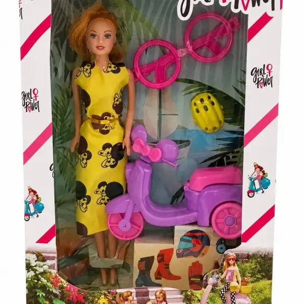 MOTORSİKLETLi GİRL POWER BARBİE BEBEK KUTULU*48