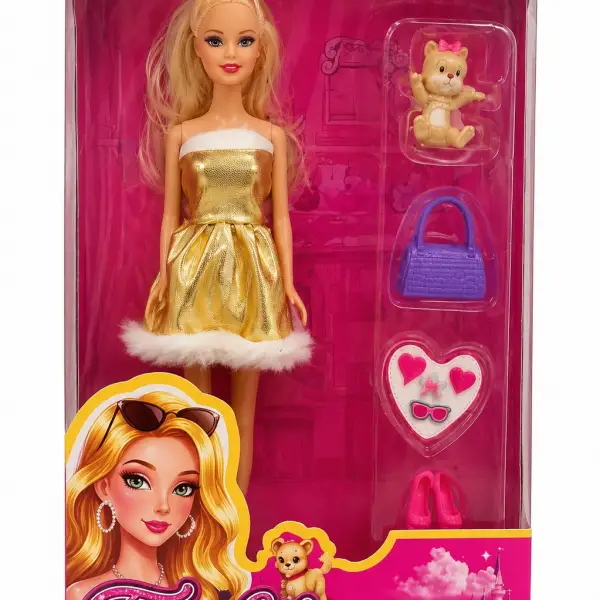 GOLD ELBİSELİ AKSESUAR SET BARBİE*56