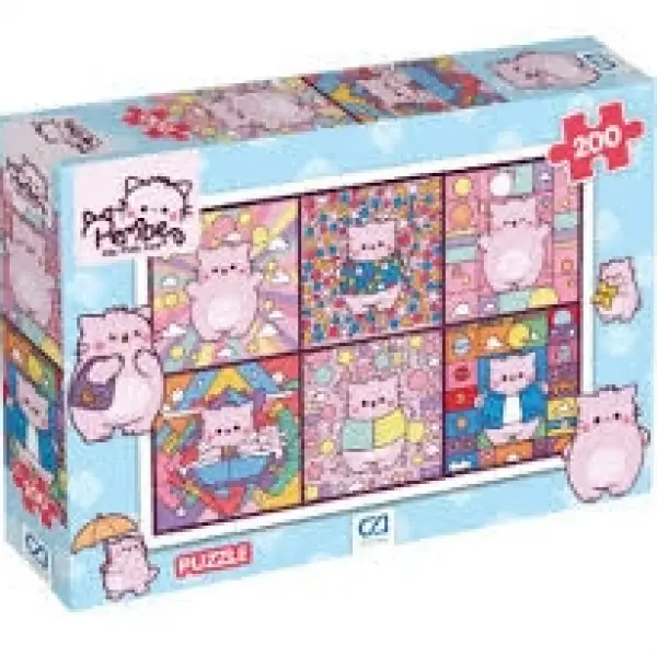 PEMBE KEDİ PUZZLE 200*24