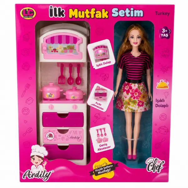 ÇEKMECELİ DOLAPLI BEBEKLİ MUTFAK SETİ *24