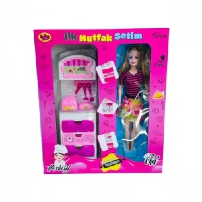 ÇEKMECELİ DOLAPLI BEBEKLİ MUTFAK SETİ *24