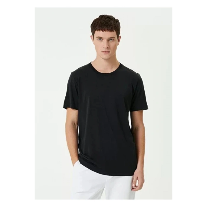 Unisex Basic Bisiklet Yaka Regular T-Shirt - Siyah