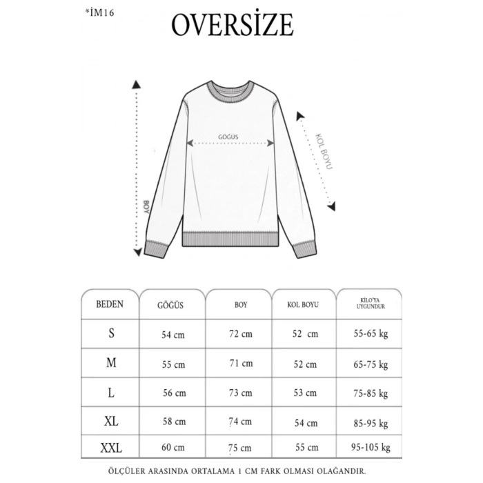 Kışlık Bisiklet Yaka Ön Ve Arka Baskılı SweatShirt - Siyah
