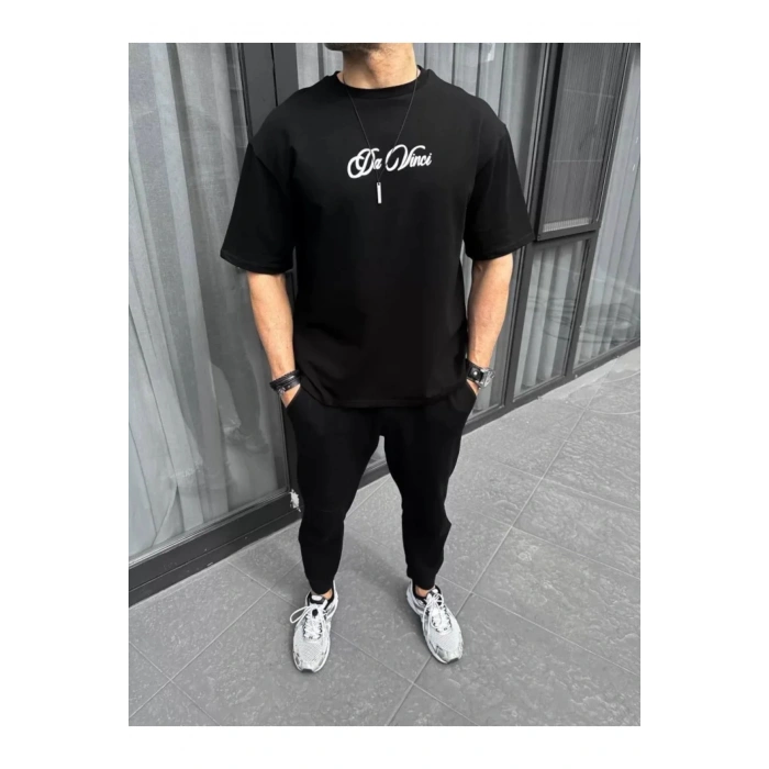 Unisex Baskılı Oversize T-Shirt - Siyah