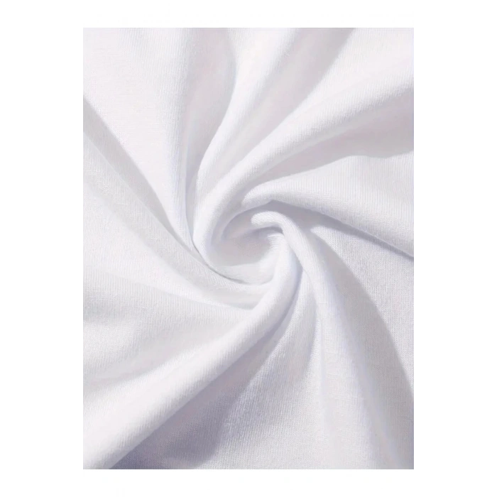 Baskılı Oversize Bisiklet Yaka T-shirt - Beyaz