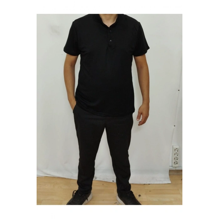Erkek Kısa Kollu Hakim Yaka önü Düğmeli Viskon Bluz