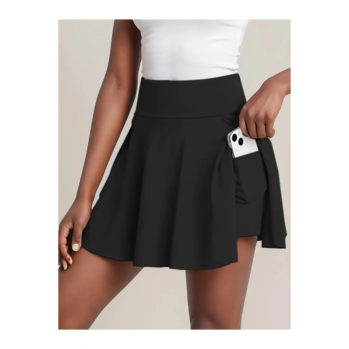 Kadın Yüksek Bel Cepli Sandy Short Etek