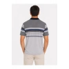 Erkek Flamlı Penye Çizgili Polo Yaka Tişört Kısa Kol Yazlık T-Shirt - Gri