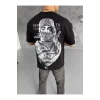 Unisex Baskılı Oversize T-Shirt - Siyah