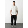 Unisex Baskılı Oversize T-Shirt - Beyaz