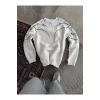 Yıldırım Baskılı Bisiklet Yaka SweatShirt - Beyaz