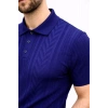 Erkek Yazlık Triko Tişört Kısa Kol Polo Yaka Düğmeli T-Shirt - Lacivert